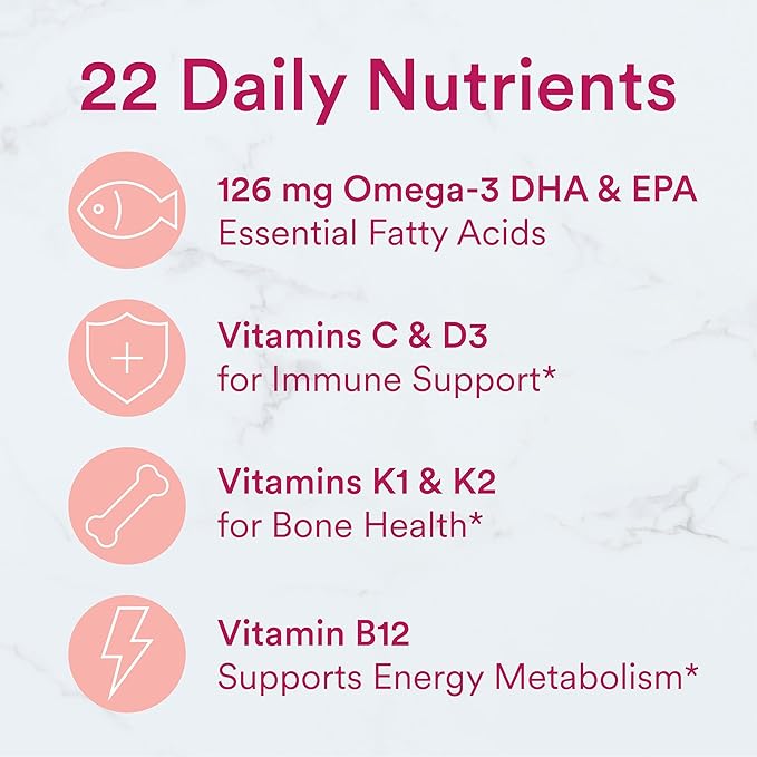 SmartyPants Women's Multivitamin Gummies: Omega 3 CoQ10, Vitamin D3, C, B12, B6, B6, Vitamin 240 Count (40 Day