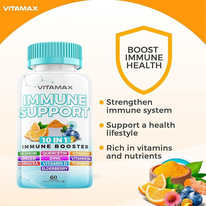 10-in-1 Immune System Support Booster D3, Selenium, B6, Echinacea (60 Count 2))
