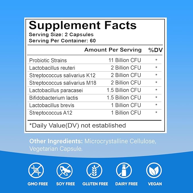 120 Capsules Oral Probiotics, Enhanced Super Digestive Enzymes & Probiotics-Oral Gut Dual Support-8 Strains 22 Billion CFUs-Bad Breath Treatment for Adults -Probiotics for Women and Men