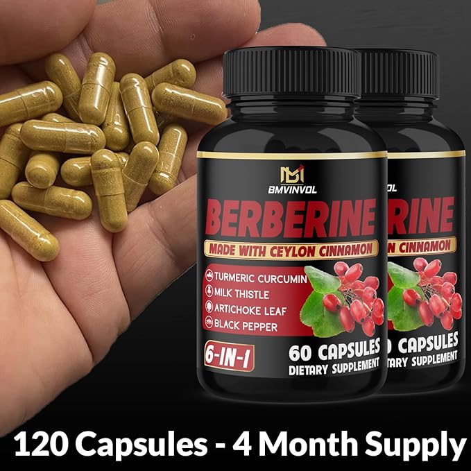 (2 Packs) Berberine Supplement Plus Ceylon 120 Capsules 4 Months
