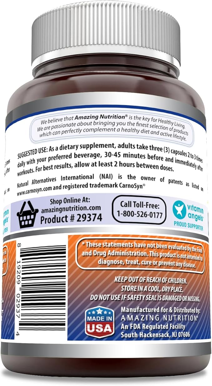 Amazing Formulas Beta Alanine Supplement 2250 Mg 120 Capsules