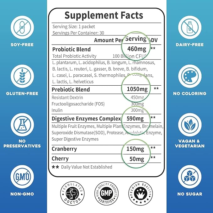 Probiotics for Women & Men 100 Billion 3-in-1 Complete