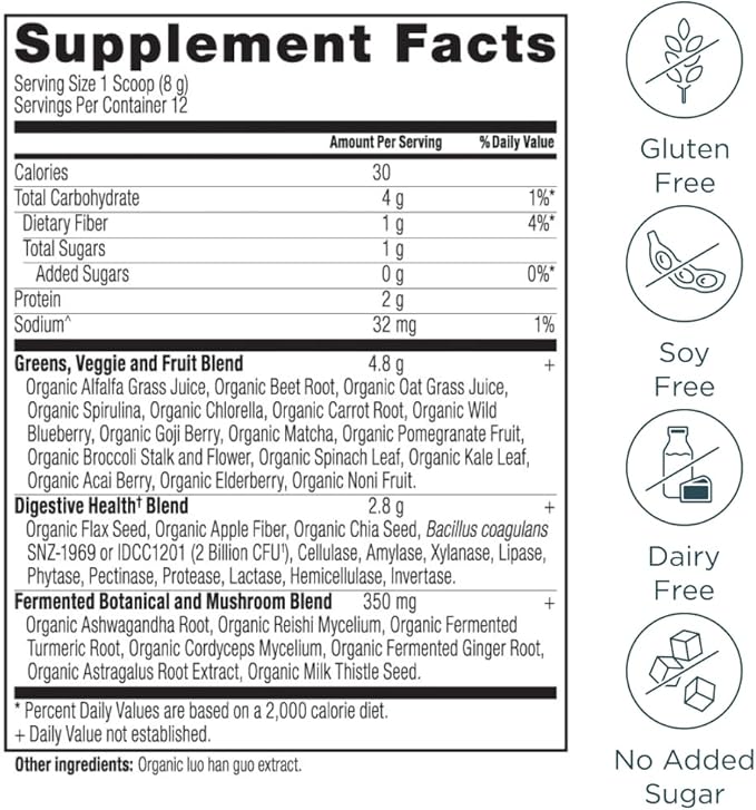 Ancient Nutrition Organic SuperGreens Powder 12 Servings, 3.4oz