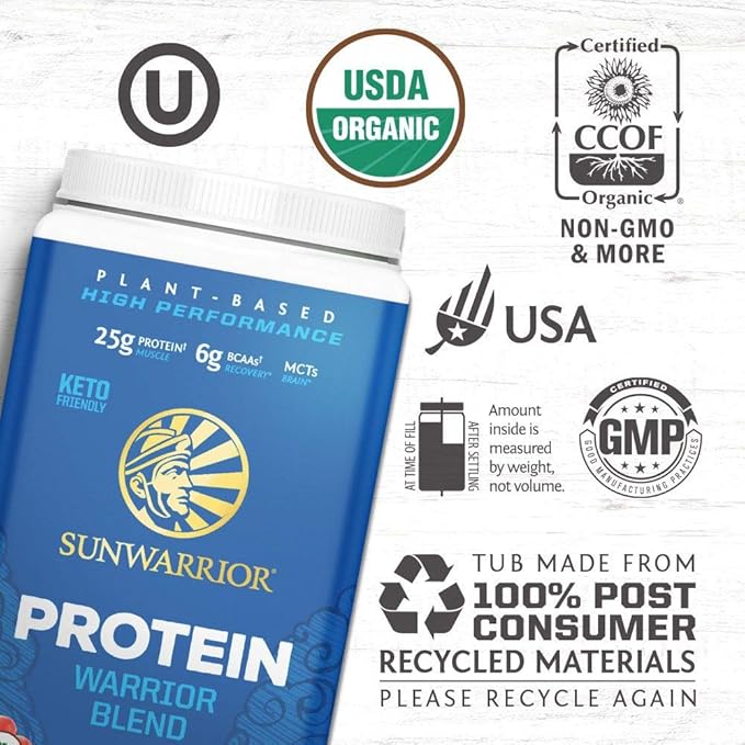 Sunwarrior Vegan Organic Protein Powder Plant-based 17 Servings