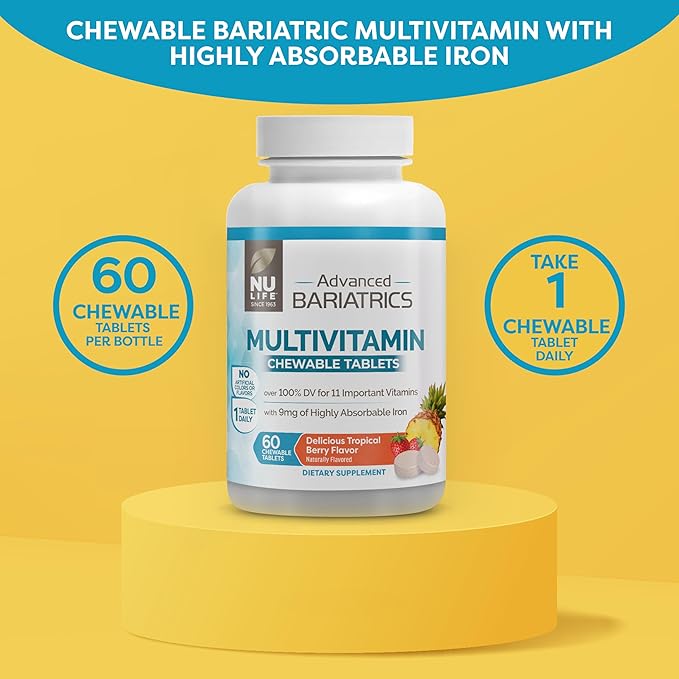 Nu-Life Advanced Bariatrics Multivitamin Chewable Tablets, (60 Chewable