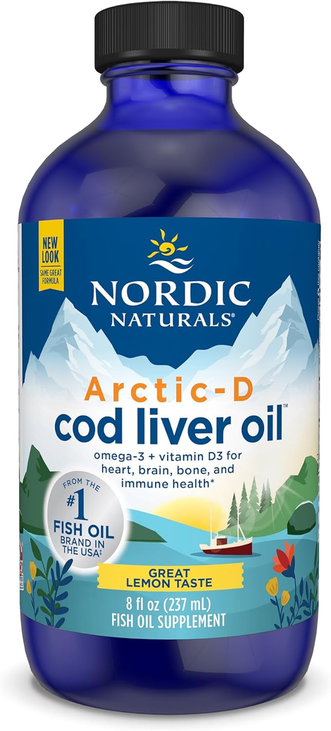 Nordic Naturals Arctic-D Cod Liver Oil, Lemon 8 oz 1060 mg Omega-3s + 1000 IU D3 - 48 Servings