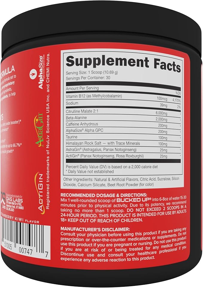 Bucked Up Pre Workout 6 Grams 2 Grams