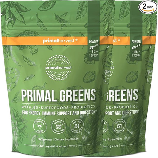 2 Pack, Super Greens Powder, 30 w/+50 Greens