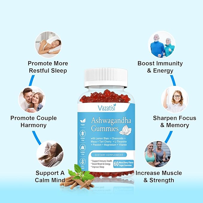 2 Pack Ashwagandha Gummies for Women 2500mg Organic 120 Count