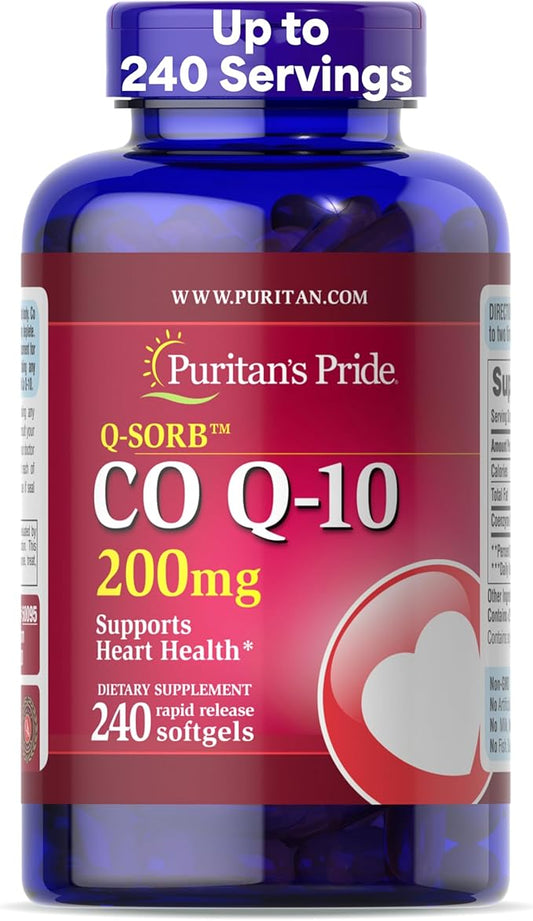 Puritan's Pride CoQ10 200mg, Supports Heart Health, 240 Rapid Release Softgels