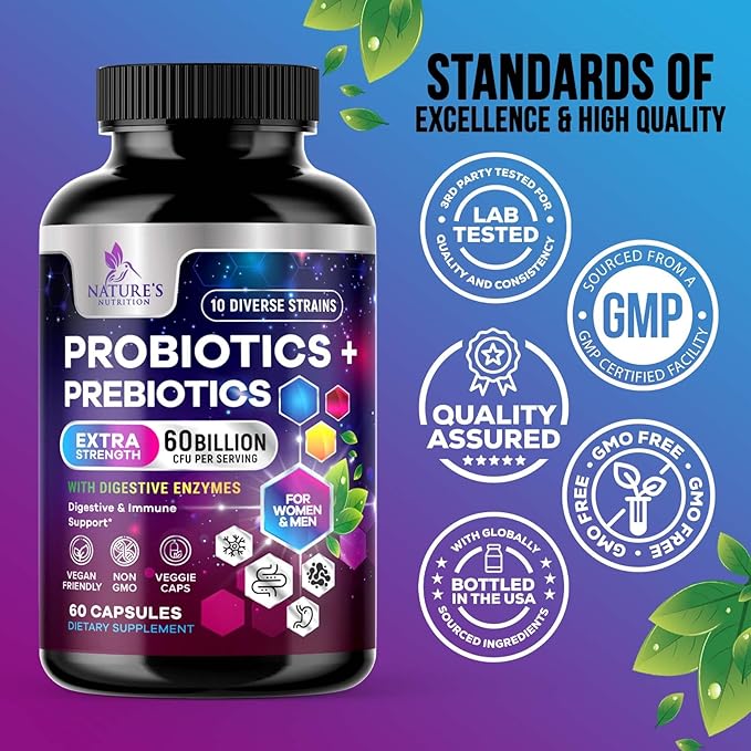 Daily Probiotic and Prebiotic Supplement 60 10 Diverse 60 Capsules