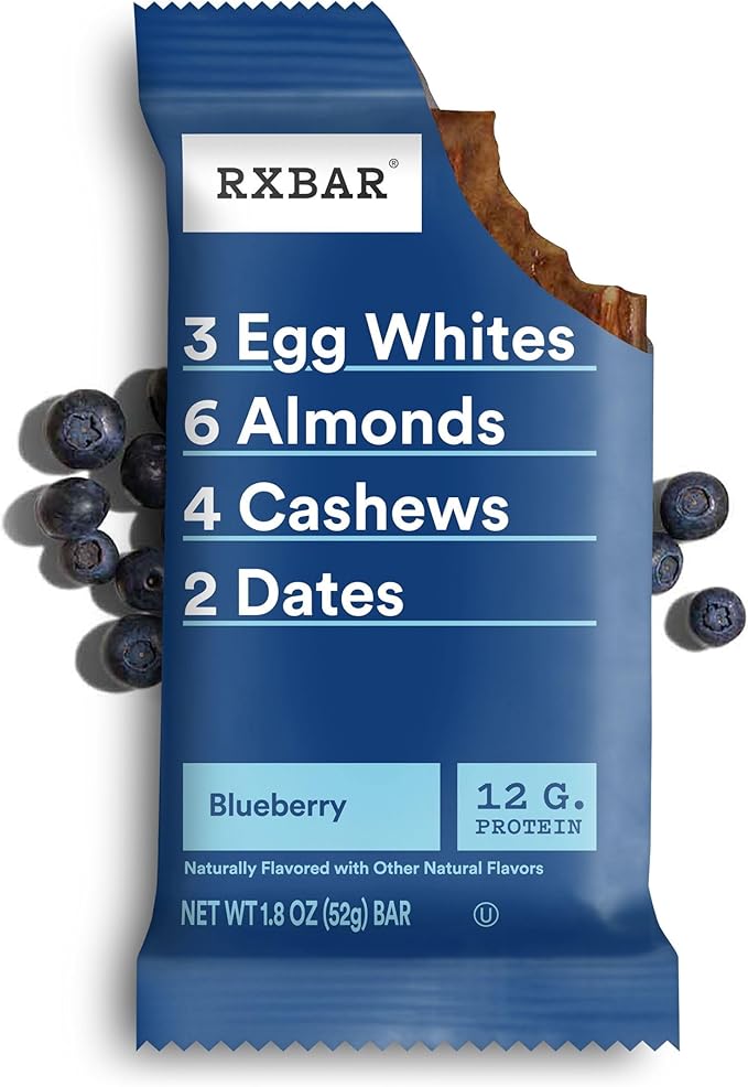 RXBAR Protein Bars, Protein Snack, Snack Bars, Blueberry, 18.3oz Box (10 Bars)
