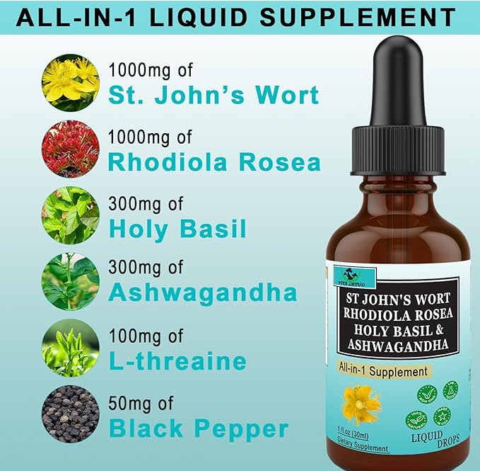 2 pack Rhodiola Rosea 10000mg Holy 3000mg Ashwagandha 2000mg St 10000mg - 6 in 1 Rhodiola