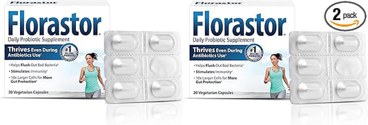 Florastor Probiotics for Digestive & Immune 20 Capsules, 2)