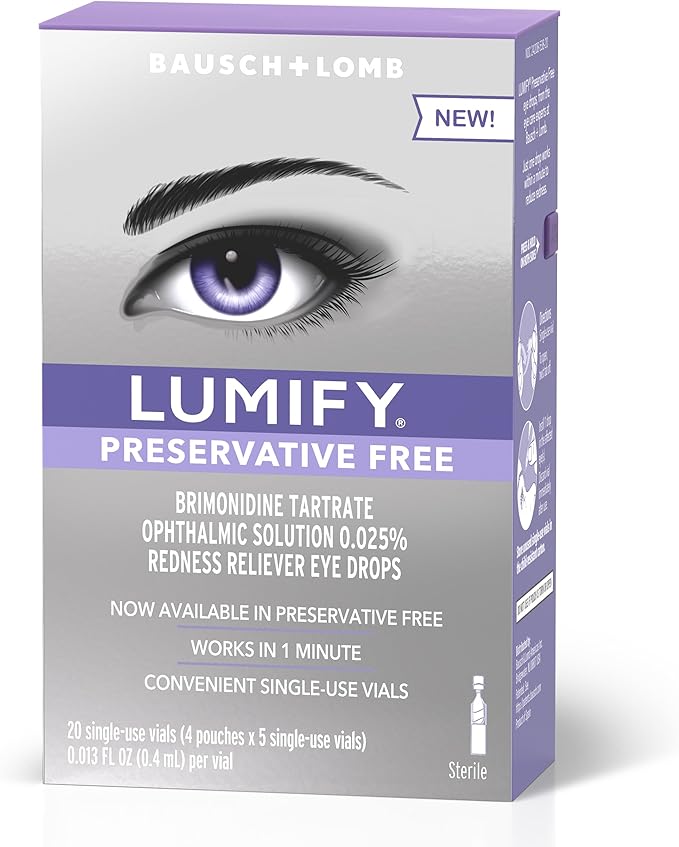 LUMIFY Redness Reliever Preservative Free Eye 20 Single 1 Min, 8 Hours