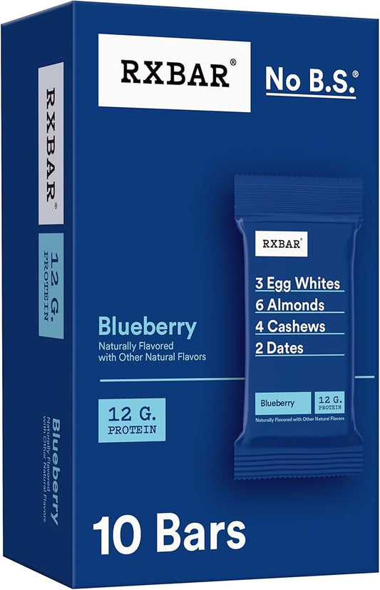 RXBAR Protein Bars, Protein Snack, Snack Bars, Blueberry, 18.3oz Box (10 Bars)