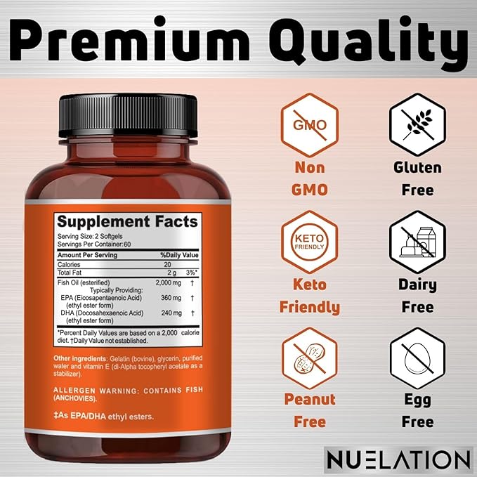 Fish Oil 2000mg 3 Fish 120 Softgels 60 Servings