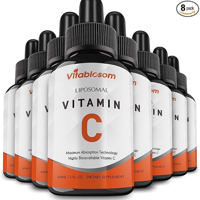 Liposomal Vitamin C 2000mg Liquid for Adults, High Absorption VIT C, Maximize Vitamin C, Good for Immune System & Antioxidant, 60ML (8 Bottle)