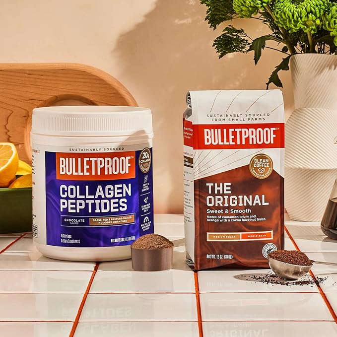Bulletproof Chocolate Collagen Peptides Powder with MCT Oil, 14.3 Ounces, Grass-Fed Collagen Protein for Skin, Bone and Joint Support, Pasture Raised, No Added Hormones