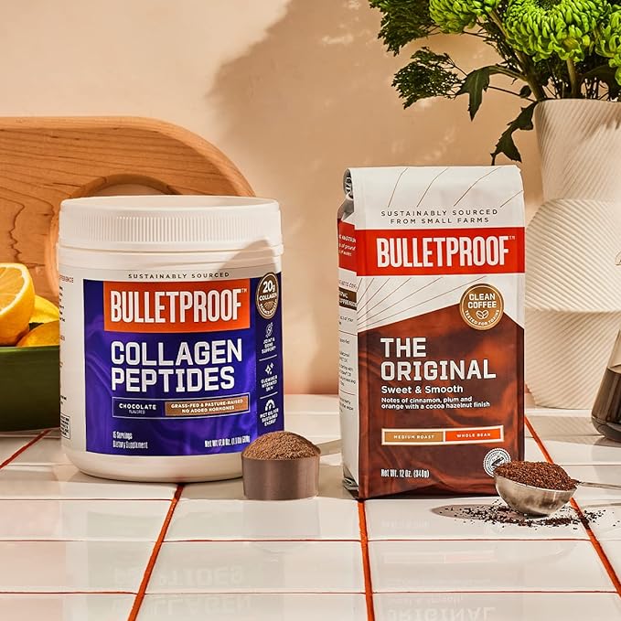 Bulletproof Chocolate Collagen Protein Powder with MCT Oil, 19g Protein, 17.6 Oz, Collagen Peptides and Amino Acids for Healthy Skin, Bones and Joints