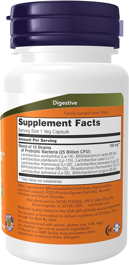 NOW Supplements, Probiotic-10™, 25 Billion, 10 Probiotic 50 Veg