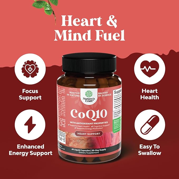 CoQ10 200mg per Serving Liquid Capsules Supplement Q10 200mg 200mg per Q10 Supplement