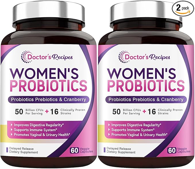Doctor's Recipes Women's Probiotics, 50 Billion 16 Strains, 120 Capsules 2), 60 60 Day