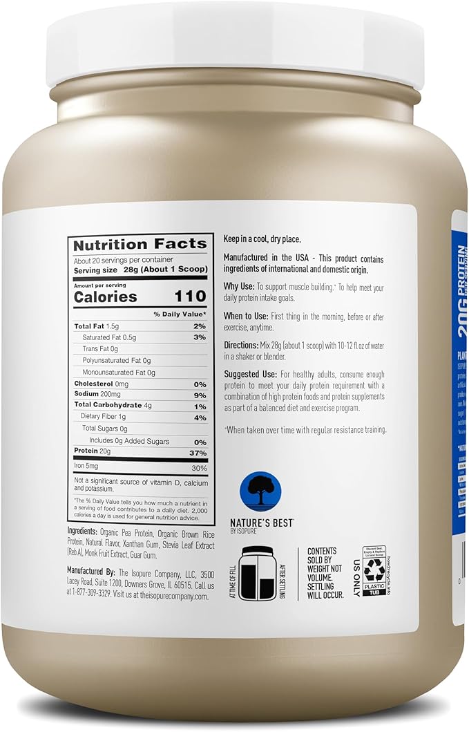 Isopure Vanilla Vegan Protein Powder, 20 Servings