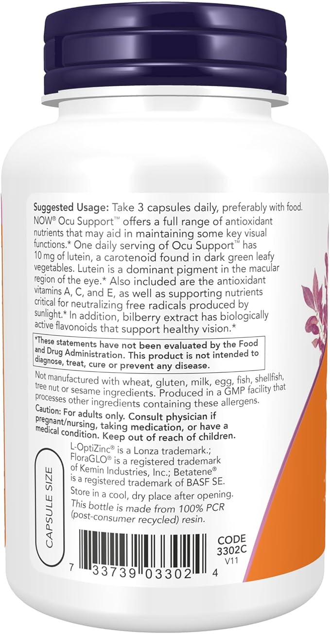 NOW Supplements, Ocu Support™ with FloraGLO® 120 Veg