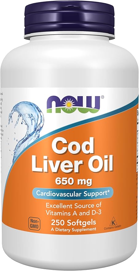 NOW Supplements, Cod Liver Oil 650 D-3, 250 250 Softgels