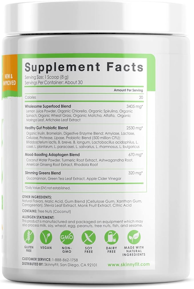 SkinnyFit Mango Splash Skinny Greens, Green 30 Servings