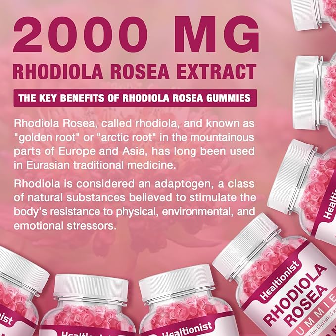 2 Packs Sugar-Free Rhodiola Rosea Gummies 120 Vegan