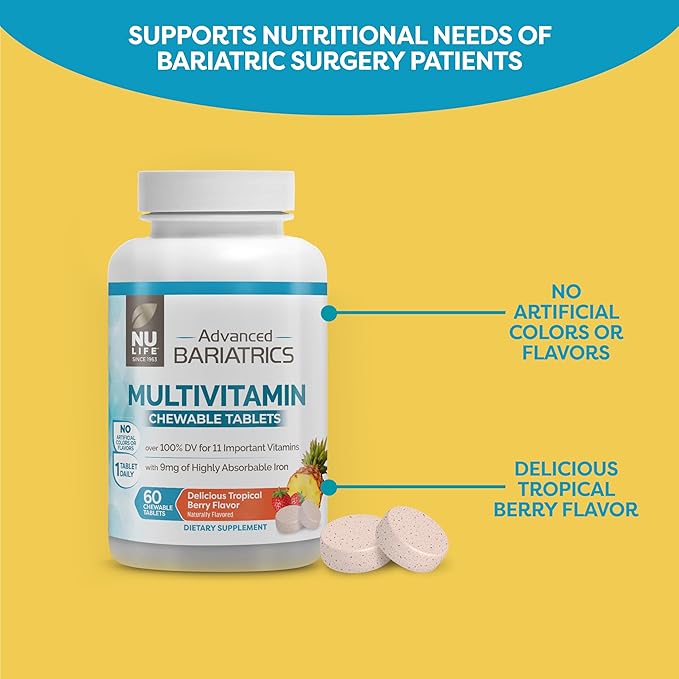 Nu-Life Advanced Bariatrics Multivitamin Chewable Tablets, (60 Chewable
