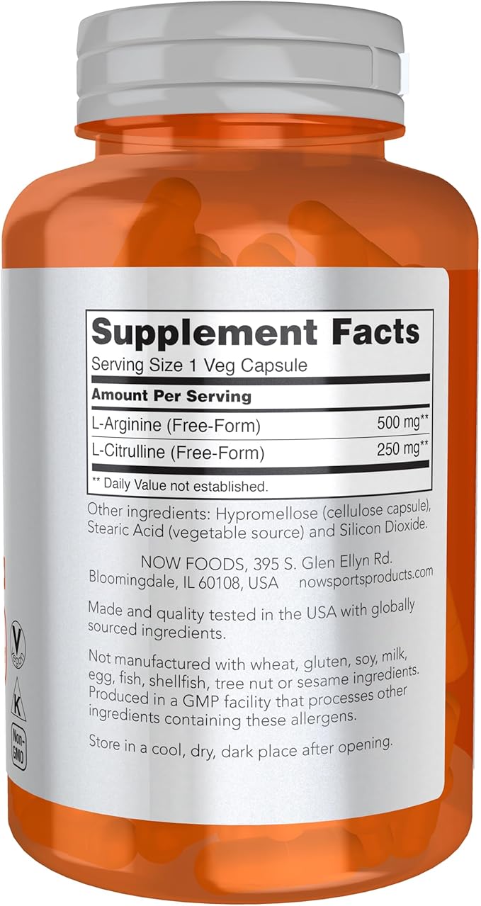 Now Foods Arginine & Citrulline Veg Capsules, 120 count