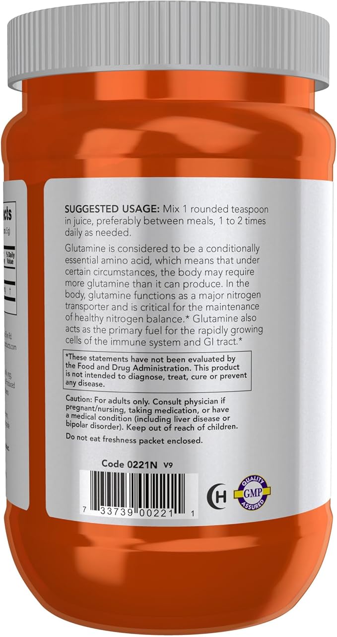 NOW Sports Nutrition, L-Glutamine Pure Powder, 1-Pound