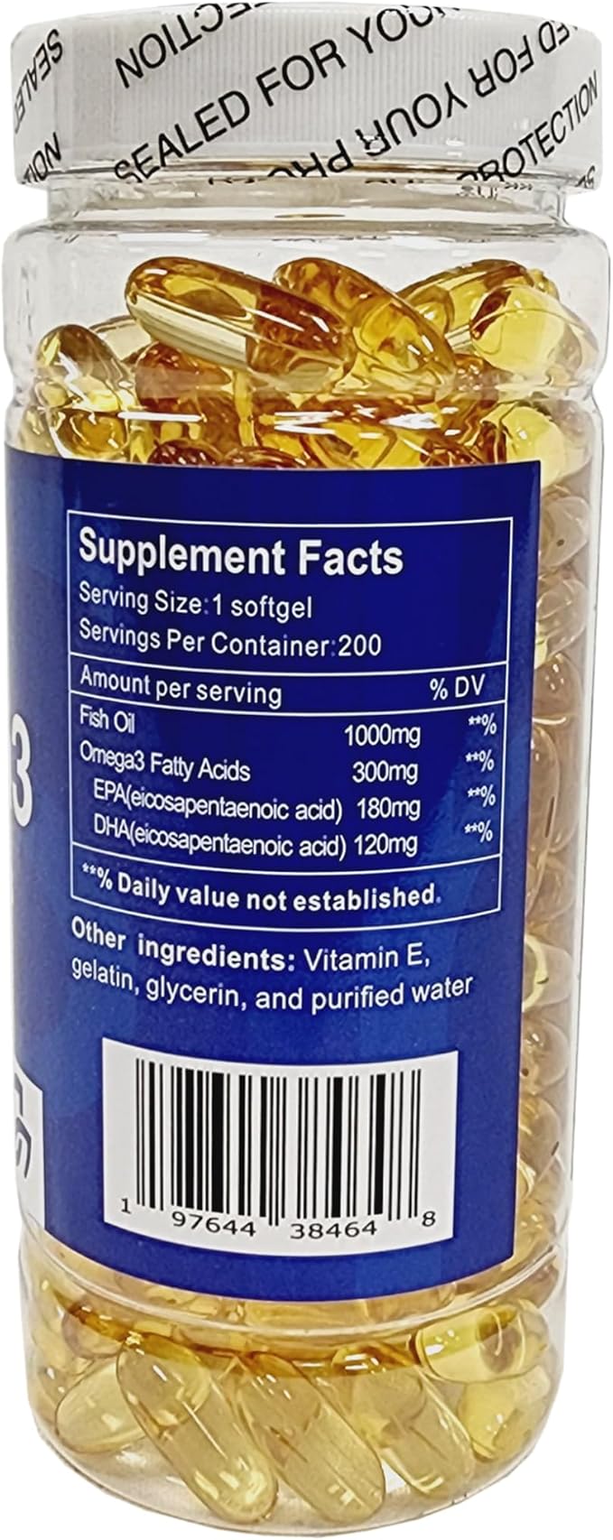 Fish Oil 1000 mg Softgels, 300 3 Supplements, 200 Softgels, 100 Days