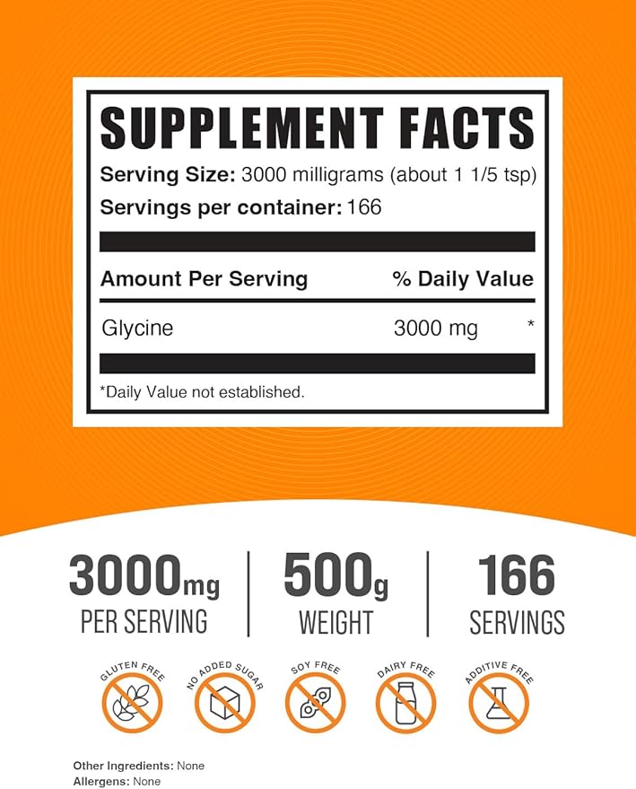 BulkSupplements.com Glycine Powder 3000mg - 3000mg per 500g (1.1 (1.1 lbs) 1)