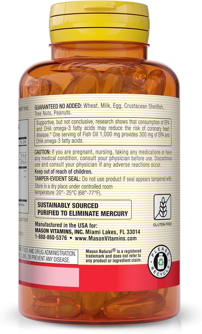 Mason Vitamins Mason Fish Oil 1000mg Omega-3 Softgels