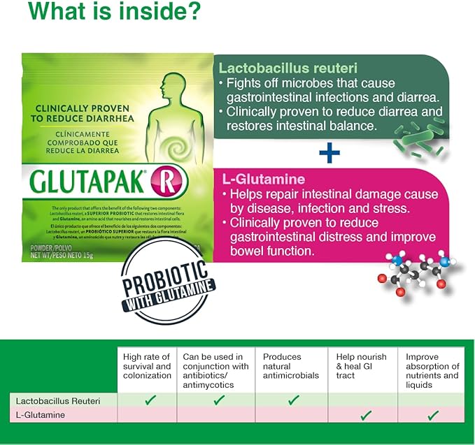 R Probiotics with Glutamine and Lactobacillus Reuteri, 15g per Packet - 3 Packets