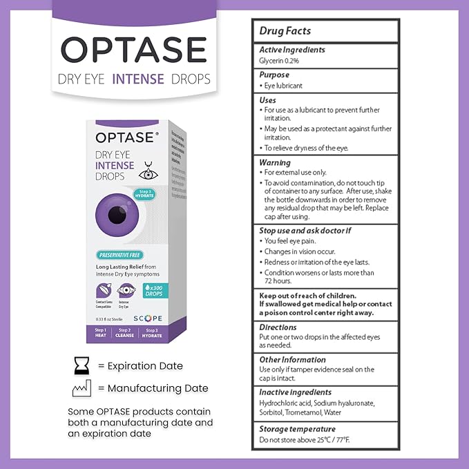 Optase Dry Eye Intense Drops 3 Hydrate .33 fl 300 Doses