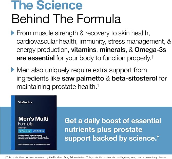VitaMedica Men’s Multivitamin with Prostate Health Support Omega3s and 30 Easy