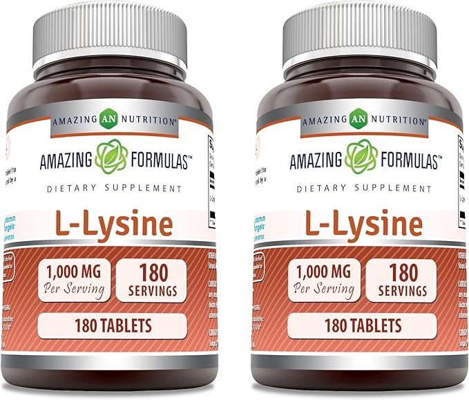 Amazing Formulas L-Lysine 1000mg Amino Acid (180 | 2 Pack)