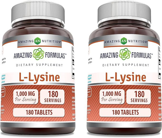 Amazing Formulas L-Lysine 1000mg Amino Acid (180 | 2 Pack)