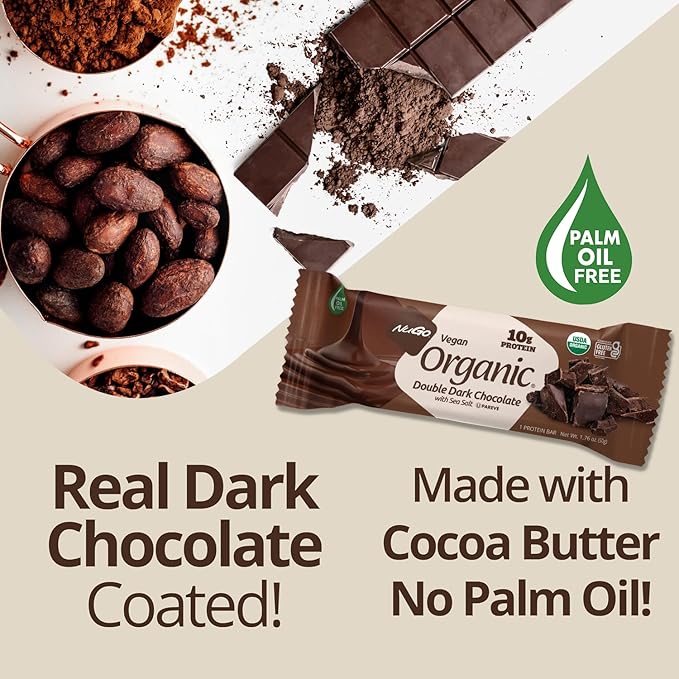 Nugo Organic Dark Chocolate Almond, 10g Vegan Protein, Gluten Free, 24 count