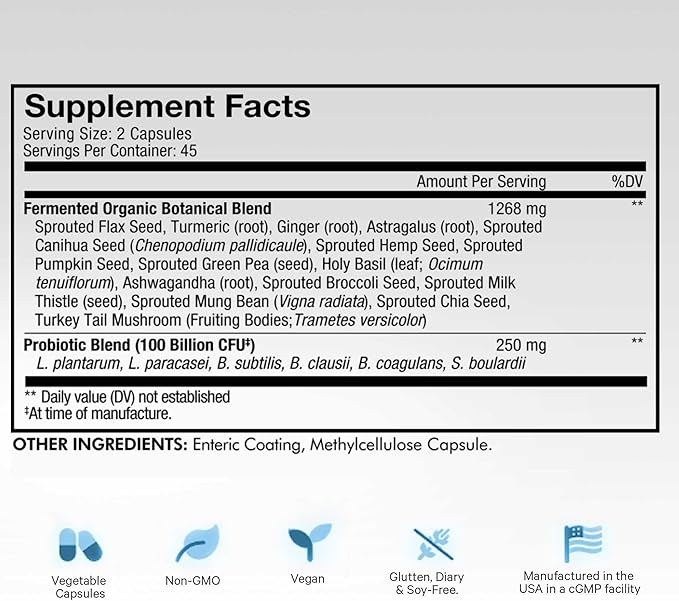 Codeage SBO Probiotics, 100 Billion CFUs Per Serving, Multi Strain Soil Based Organisms Blend and Organic Fermented Botanical Blend, Shelf-Stable - 2 Pack