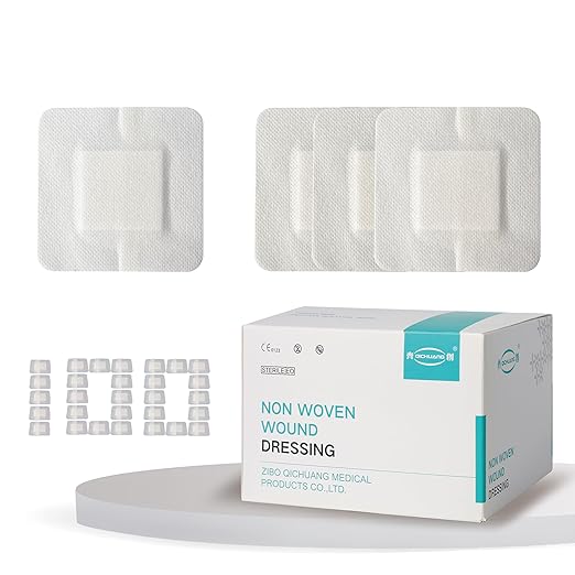 2.3X2.7 Inches Sterile Adhesive Island Wound Pads,100 Individually QICHUANG(2.3X2.7INCHES-C100)