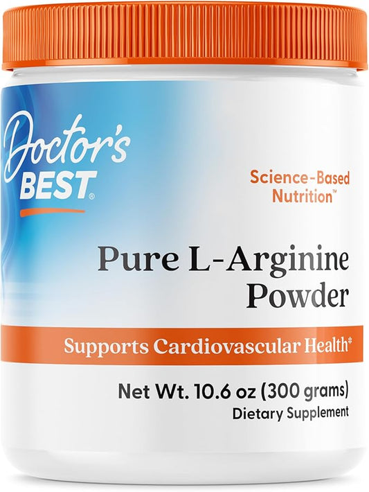 Doctors Best Pure L-Arginine Powder, Supports Cardiovascular Health, Non-GMO, Gluten Free, Soy Free, Vegan Net Wt. 10.6 oz (300 Grams)