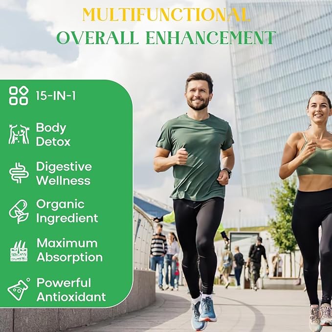 15-in-1 Detox Binder, Activated Charcoal, Zeolite & Bentonite Clay, Chlorella, 1500 MG Supplement Maximum Absorbent, Liver Gut Digestive Toxin Detox Cleanse, 360 Vegan Capsules