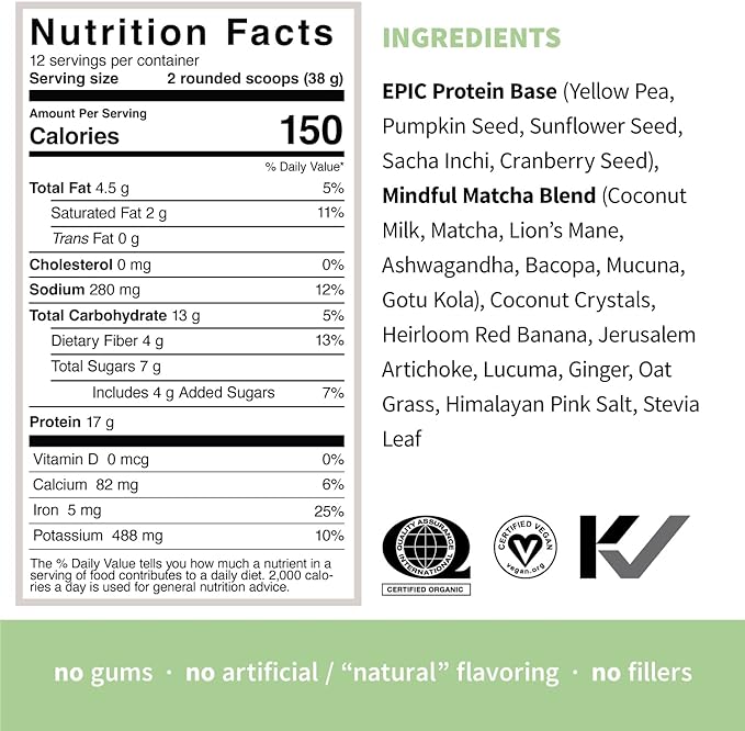 Sprout Living Epic Protein, Plant Based 17 Grams (1 Pound, 12 Servings)