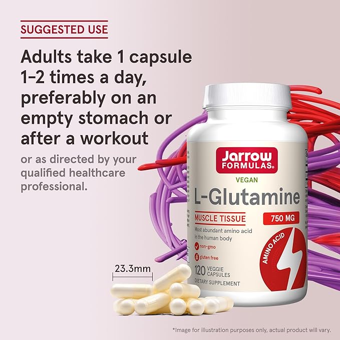 Jarrow Formulas L-Glutamine 750 mg, Dietary 120 Veggie 120 Day